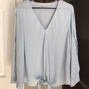 Rachel Roy powder blue long sleeve blouse